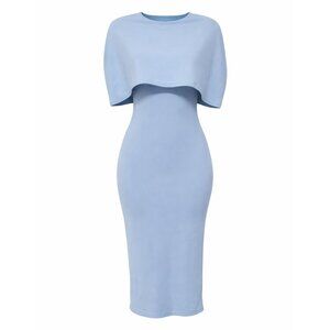 Pretty Little Thing-Dusty Blue Cape Detail Dress